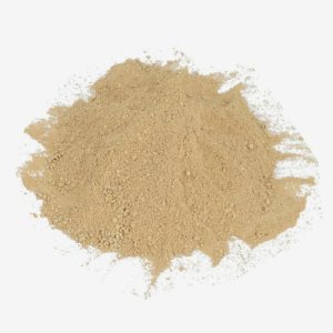 A pile of light brown high quality concentrated ground rock phosphate